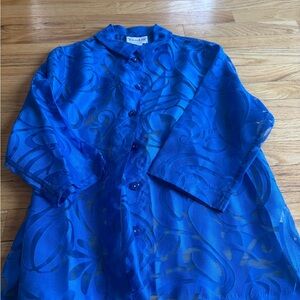 TanJay Royal Blue Sheer Blouse